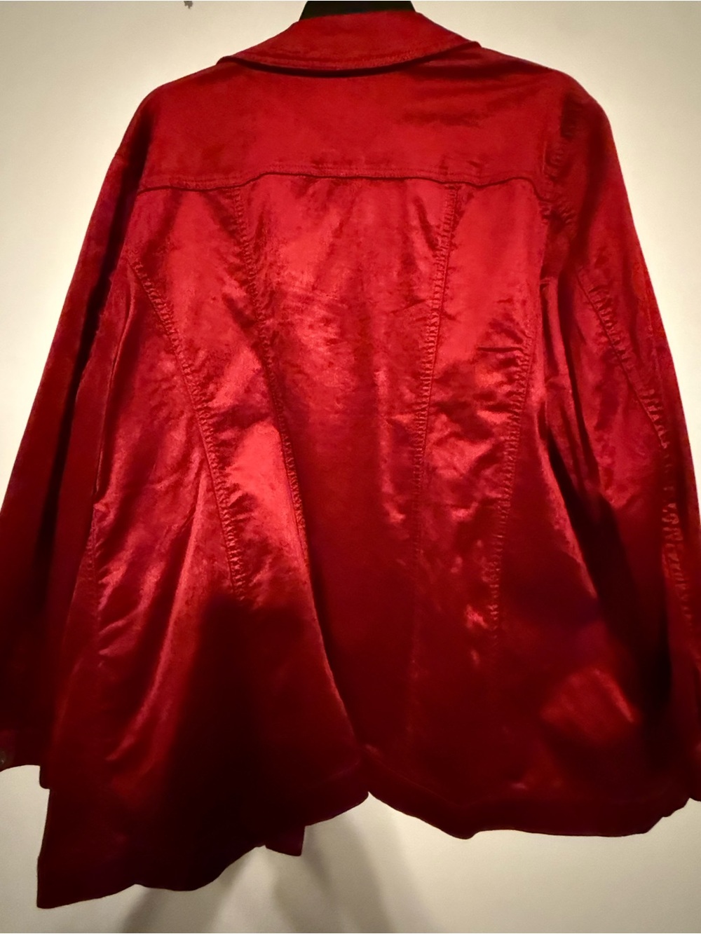 NWT CHICO'S Elongated Classic Velveteen Jacket Red Button Up Stretch Size 3P - Picture 11 of 11
